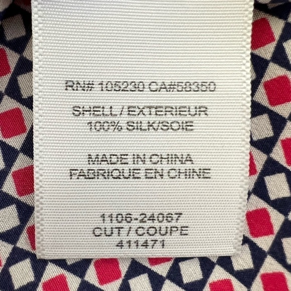 Joie Aruna 100% Silk Red, White & Blue Sleeveless Split Neck Blouse Top - Size L - Picture 9 of 10